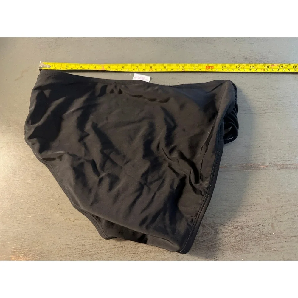 Xhilaration Womens Black High Waisted Strappy Lattice Bikini Bottoms Size Large